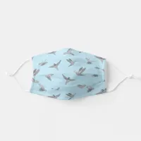 Blue Gray Hummingbird Print Adult Cloth Face Mask