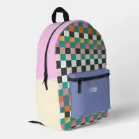 Bright Colorful Checkers Personalized Name Initial Printed Backpack