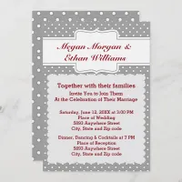 Gray and White Polka Dots Wedding Invitation