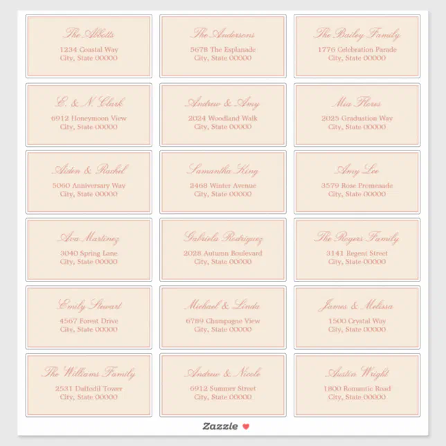 Terracotta Straw Beige 18 Guest Address Labels