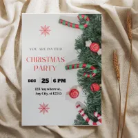 Red Green Modern Christmas Party Invitation