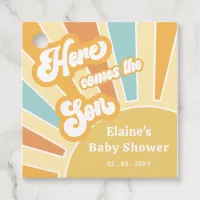 Here comes the son boho retro baby shower  favor tags