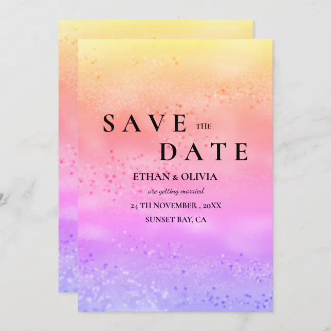 Rainbow Wedding Colorful trendy love Save the date