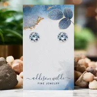 Blue Gold Watercolor Leaves Earring Display Card