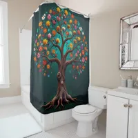 Tree in Bloom with Multi colored Flowers  Shower Curtain