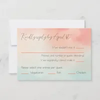 Minimalist Pastel Peach & Turquoise Wedding RSVP Card