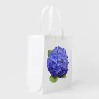 Blue Hydrangea Flower Reusable Grocery Bag