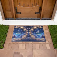 Magical Christmas time - golden snowflakes, Doormat