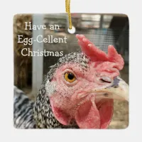 Funny Chicken Puns Christmas Ceramic Ornament