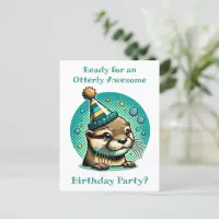 Otter Themed Boy's Birthday Party Postcard