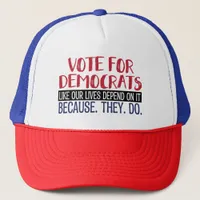 VOTE FOR DEMOCRATS TRUCKER HAT