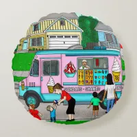 A Hot Summer Day | A Whimsical Illustration Round Pillow