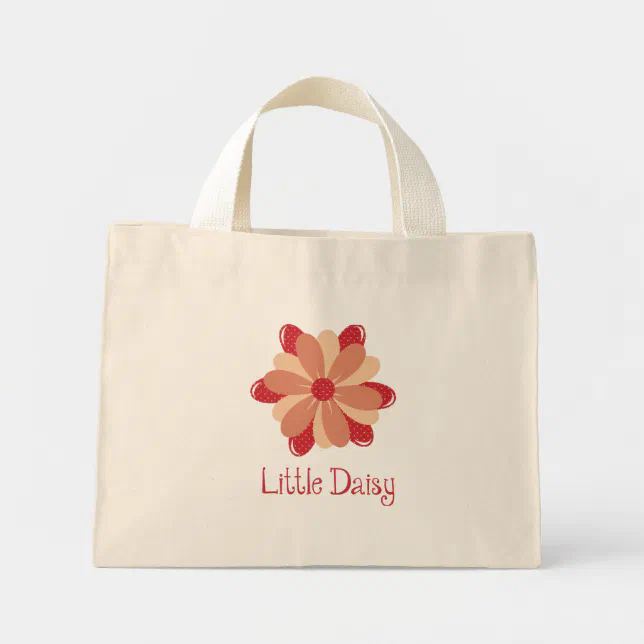 flower daisy cute little red mini tote bag