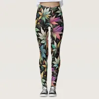 Colourful leaves leggings