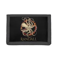 Personalized Steampunk Octopus & Rusty Clockwork Trifold Wallet