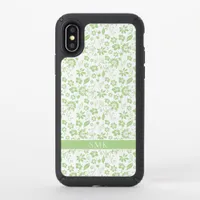 Girly Mint Green Tropical Flowers Monogram Speck iPhone X Case