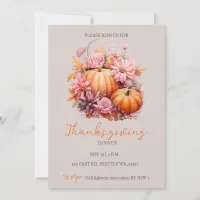 Autumn Fall Pumpkins Thanksgiving Dinner Invitation