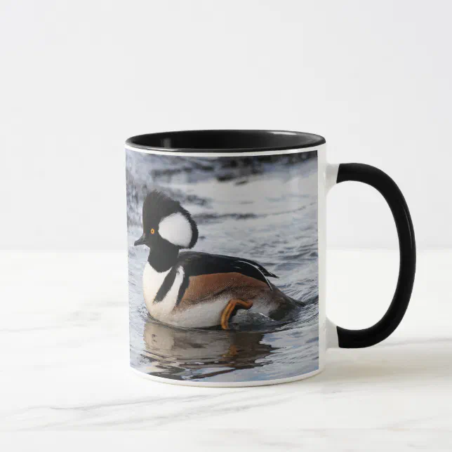 Handsome Hooded Merganser on the Move Mug