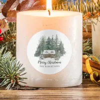 Winter Woodland Rustic Christmas Cabin Classic Round Sticker