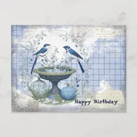 Blue Birds Birthday Collage Postcard