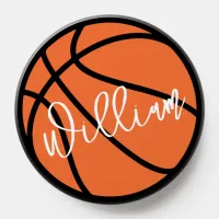 Basketball black orange custom name PopSocket