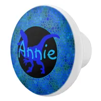 Personalized Blue Dinosaur Hide Ceramic Knob