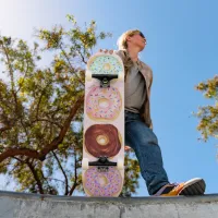 Fun Watercolor Donut Sprinkles Pink Blue Add Name Skateboard