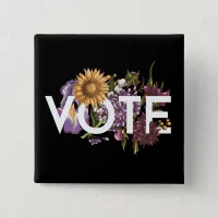 Vintage sunflower Floral Elegant Feminine Go Vote Button