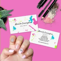 Retro Paint Splatter Colorful Nail Artist Painter Business Card