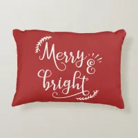 merry and bright Christmas Holiday Accent Pillow