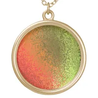 Orange and Green Abstract Shiny Round Necklace