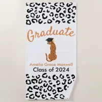 Graduation Leopard Beach Towel