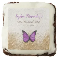 Rustic Vintage Purple Gold Butterfly Brownie