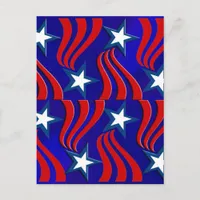 White Stars, Red Stripes and Blue Background Postcard