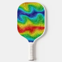 Radical Rainbow Fun Colorful Wavy Pattern  Pickleball Paddle