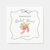 Bow Floral Fancy Hand Drawn Bridal Shower Napkins