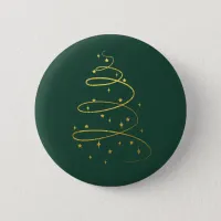 Abstract Sparkling Gold, Green Christmas Tree Button