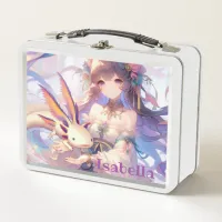 Personalized Anime Girl and Axolotl Metal Lunch Box