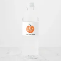 Cute watercolor pumpkin first birthday water bottle label