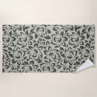 Chic Vintage Tropical Blues | Abstract Floral Beach Towel