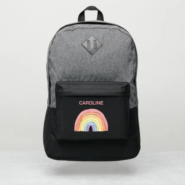 Watercolor Pastel Rainbow Custom Name School Port Authority® Backpack