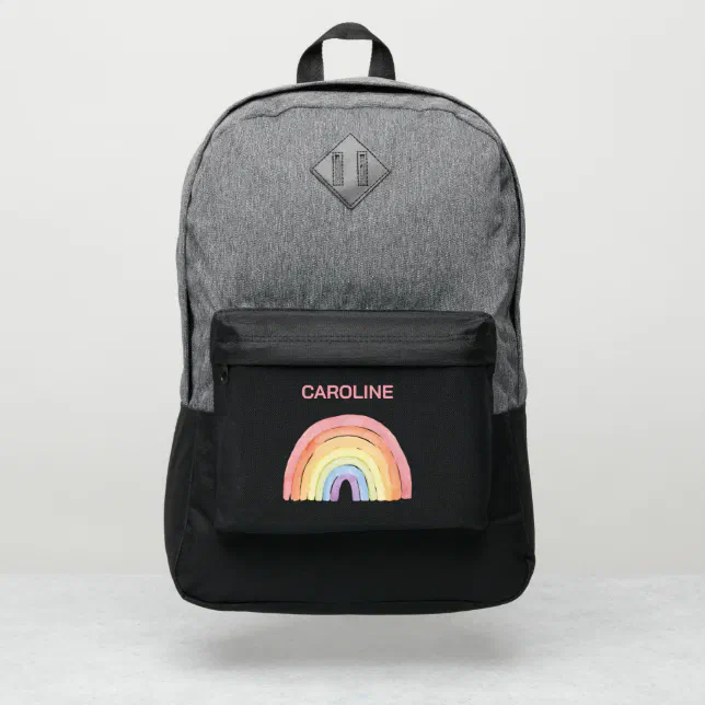 Watercolor Pastel Rainbow Custom Name School Port Authority&#174; Backpack