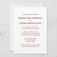 Minimalist Formal Bilingual Red Wedding Invitation