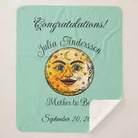 Over the Moon Baby Shower Celebration Sherpa Blanket