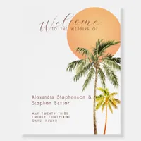 Tropical Sunset Beach & Palm Trees Minimal Wedding Foam Board