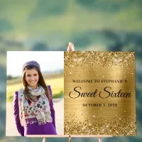 Glittery Gold Foil Sweet Sixteen Welcome Big Acrylic Sign