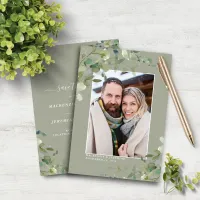 Budget Sage Eucalyptus Wedding Photo Save the Date