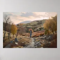 Hiker in the hills poster