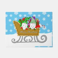 Merry Christmas Gnomes in Sled Doormat