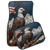 Majestic Eagle Perched Against Mountain Backdrop Car Floor Mat